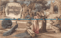 R159968 Birthday Greetings. Two Women In The Garden And Peacocks. W. N. Sharpe. - World