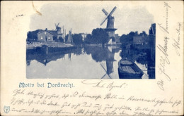 CPA Dordrecht Südholland Niederlande, Teilansicht Vom Ort Beim Fluss Mit Blick Zur Windmühle - Moulins à Vent