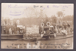 Superbe Carte Photo Guerre 14-18 Port De Vaudemange Marne Cie D' Etapes B3 1er Regt Genie Batellerie Peniche - Autres & Non Classés