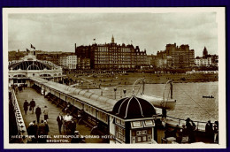 Ref 1656 - Real Photo Postcard - Metropole & Grand Hotel From West Pier - Brighton Sussex - Brighton