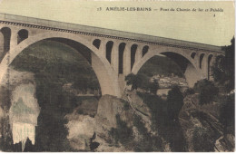 FR66 AMELIE LES BAINS - Xatard Toilée Colorisée 13 - Pont De Chemin De Fer Et Palalda - Belle - Amélie-les-Bains-Palalda