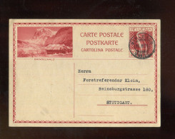 "SCHWEIZ" 1929, Bildpostkarte Bild "GRINDELWALD", Stempel "SIHLWALD" (B2154) - Stamped Stationery