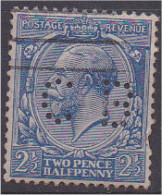 Grande Bretagne N°143 2 1/2 Bleu Perforé CB Voir Le Scan Recto/verso. - Perfin