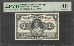 Netherlands Indies 1 Gulden Wilhelmina P-100 1919 1st Year PMG 40 XF No Remark - Indonésie