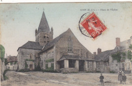 49. CUON . CPA COLORISEE. PLACE DE L'EGLISE. ANIMATION. + TEXTE ANNEE 1910 - Altri & Non Classificati