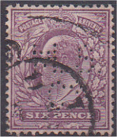 Grande Bretagne N°114 6d Violet Perforé MSC Voir Le Scan Recto/verso. 2 Déchirures - Perfin