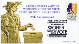 USA 2020 Women Vote,19th Amendment Right To Vote,History,Seneca Falls,FDC Cover (**) - Briefe U. Dokumente