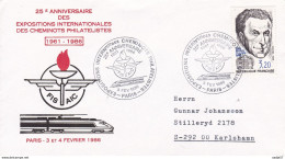 France Rep. Française 1986 Cover / Brief / Enveloppe - 25e Ann. Exp. Int. Cheminots Philatelistes 1961-1986 FISAIC - Trains