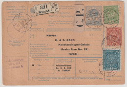 Österreich: Paketkarte 1917 In Die Türkei - Cartas & Documentos