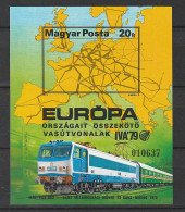 Ungarn - Block Europ. Eisenbahnverbindungen Geschnitten, Postfrisch (MNH) - Otros & Sin Clasificación