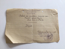 Ancien Document (1947) Valenciennes Relevé Des Punitions Encourues Par PAUCHET Gérard - Historische Dokumente