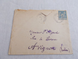 FRANCE.ENVELOPPE.TIMBRE SAGE.15CTS BLEU.CACHET BOURG ST ANDEOL.A M.RIGAUD.AVIGNON. - 1877-1920: Semi-Moderne