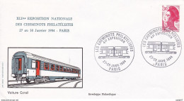 France Rep. Française 1984 Cover / Brief / Enveloppe - Voiture Corail / Passenger Cars / Personenwagen - Trains