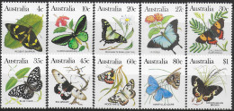 1983 Australia Butterflies 10v. MNH Michel. N. 839/48 - Sonstige & Ohne Zuordnung