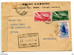 Posta Aerea Lire 50 + Complementari Su Busta - 1946-60: Poststempel