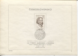Tschechoslowakei # 1926 Ersttagsblatt Josef Manes Maler - Lettres & Documents