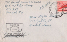 Censored USA Field Post WW2: HQ 113th Cav Group Located Bristol, England Posted Army Postal Service 595 9.6.1944. Postal - Militaria