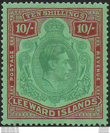 1938 Leeward Islands 10s. Bluish Green And Deep Red/green MNH SG N. 113 - Other & Unclassified