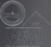 Chemistry Stencil + Circular Protractor + Square OZO (Made In Hong Kong) - Sonstige & Ohne Zuordnung