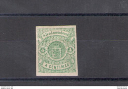 1874-79 LUSSEMBURGO -   Stemma N° 36A , 4 Cent Verde Non Dentellato  - MLH* - Sonstige & Ohne Zuordnung