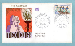 FDC France 1968 - Jeux Olympiques De Mexico 1968 - Passage De Relais - YT 1573 - Paris - 1960-1969