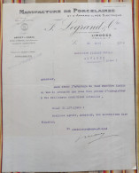 87 LIMOGES 75 PARIS 10e Manufacture De Porcelaines Et D'Appareillage Electrique LEGRAND & Cie 55 REVIGNY - 1900 – 1949
