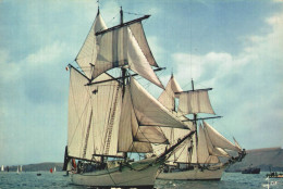 BATEAUX GOELETTES DE LA MARINE NATIONALE L'ETOILE ET LA BELLE POULE VOGUANT TOUTES VOILES AU VENT - Segelboote