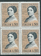 Italia 1971; Grazia Deledda, Centenario Nascita. Quartina. - 1961-70: Nieuw/plakker