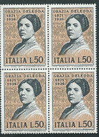 Italia 1971; Grazia Deledda, Centenario Nascita. Quartina. - 1961-70: Ungebraucht