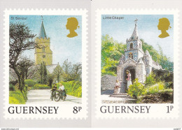 Guernsey 1986 3 Max Cards Little Chapel; St Saviour And Fort Grey - Guernesey