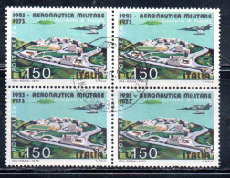 ITALIA REPUBBLICA ITALY 1973 POSTA AEREA AIR MAIL AERONAUTICA MILITARE AIR FORCE QUARTINA BLOCK LIRE 150 USATO USED - 1971-80: Gebraucht