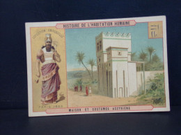 110 CHROMOS . HISTOIRE DE L HABITATION HUMAINE . MAISON ET COSTUME ASSYRIENS. ASSYRIE  . PARIS . 1889 - Autres & Non Classés