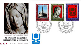 VATICANO - 1973 Congresso Eucaristico Melbourne 3v. Su Fdc Tre Stelle (logo Figura Stilizzata Mani Verso Cielo) - 1312 - Christendom
