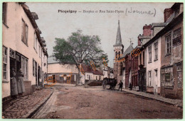 PICQUIGNY - HOSPICE ET RUE SAINT-PIERRE (80) (COLORISÉE, ATTELAGE) - Picquigny