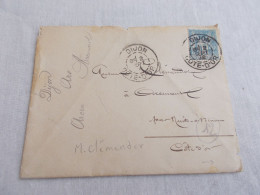 FRANCE.LETTRE.TIMBRE SAGE.15CTS BLEU.CACHET DIJON.A M.CLEMENDOT.ARCENANT.1892. - 1877-1920: Semi-Moderne