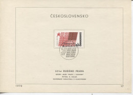 Tschechoslowakei # 1951 Ersttagsblatt Zeitung Rude Pravo Schriftgrafik - Lettres & Documents