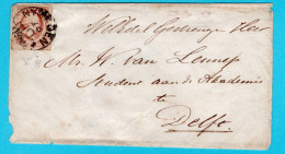 NEDERLAND Brief 1859 Nijmegen Met #2 Plaat V Naar Delft (lichte Verkleuring) - Briefe U. Dokumente