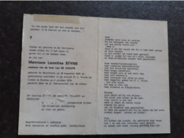 Leontina Styns ° Moerkerke 1894 + Knokke 1976 X Leo De Groote - Obituary Notices