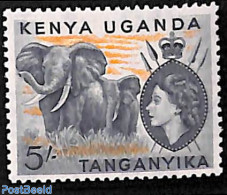 East Africa 1958 5Sh, Stamp Out Of Set, Mint NH, Nature - Elephants - Other & Unclassified