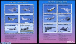 Antigua & Barbuda 1998 Modern Fighters 2x6v M/s, Mint NH, Transport - Aircraft & Aviation - Airplanes