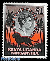 East Africa 1954 1P, Perf. 12.5, Stamp Out Of Set, Mint NH, Nature - Animals (others & Mixed) - Cat Family - Wild Mamm.. - Other & Unclassified