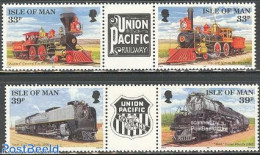 Isle Of Man 1992 Transcontinental Railway 2x2v+tabs [:T:] (picture On Center Tabs May Vary), Mint NH, Transport - Rail.. - Trains