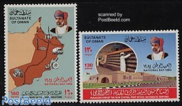 Oman 1984 National Day 2v, Mint NH, Science - Various - Telecommunication - Post - Maps - Telekom