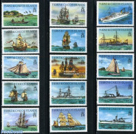 Turks And Caicos Islands 1983 Definitives, Ships 15v, Perforated 14, Mint NH, Nature - Transport - Birds - Ships And B.. - Ships
