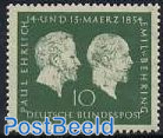Germany, Federal Republic 1954 Ehrlich, Behring 1v, Mint NH, Health - History - Science - Health - Nobel Prize Winners.. - Ungebraucht