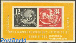 Germany, DDR 1950 Debria Stamp Expo S/s, Unused (hinged), Nature - Birds - Stamps On Stamps - Ongebruikt
