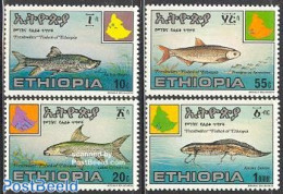 Ethiopia 1985 Fresh Water Fish 4v, Mint NH, Nature - Various - Fish - Maps - Fische