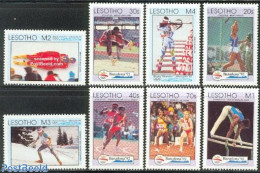Lesotho 1992 Olympic Games 8v, Mint NH, Sport - Athletics - Olympic Games - Olympic Winter Games - Skiing - Athlétisme