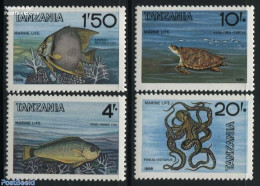 Tanzania 1986 Marine Life 4v, Mint NH, Nature - Fish - Turtles - Fische