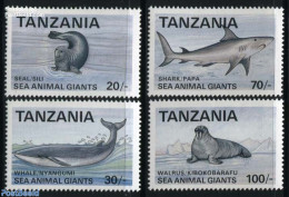 Tanzania 1993 Sea Animals 4v, Mint NH, Nature - Fish - Sea Mammals - Sharks - Poissons